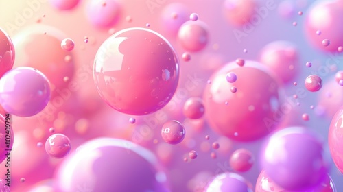 Multiple colorful bubbles floating in the air against a light background