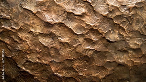 Detailed view of a hammered bronze texture, emphasizing the unique indentations and rustic appeal of the metal, ideal for adding character to creative projects photo