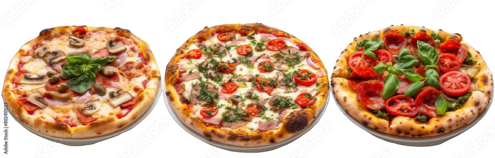 Pizza collection  isolated on a transparent background