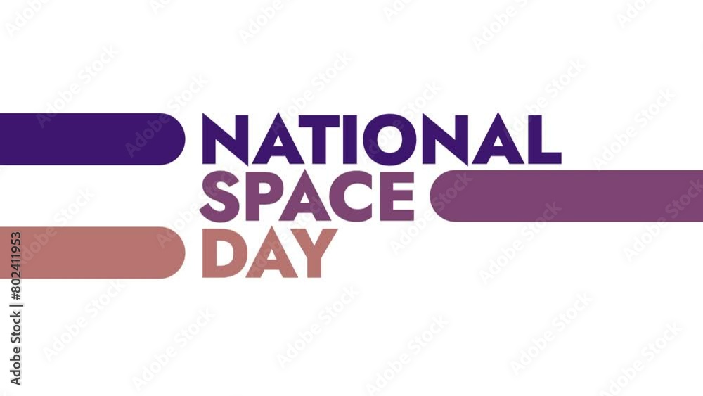 National Space Day colorful motion graphics seamlessly loopable text animation on a white background great for celebrating national space day on 3 may National Space Day colorful motion graphics seamlessly loopable text animation on a white background great for celebrating national space day on 3 may