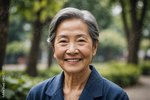 Portrait of a smiling asian senior woman.