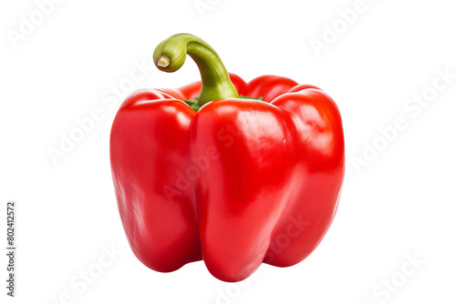 A red pepper is sitting on a white background, transparent background.