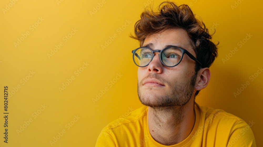 Portrait of positive cool man isolated over yellow color background Portrait of positive cool man isolated over yellow color background