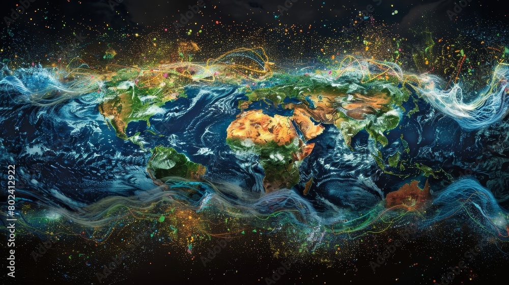 Obraz premium Craft an image illustrating the global influence of weather on various ecosystems