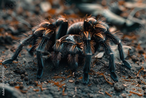 Big tarantula spider on the ground