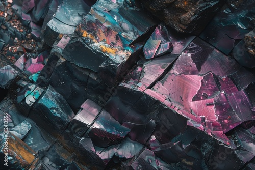 Stunning vibrant pink and blue hues across these close-up mineral surfaces invoke a mesmerizing feel photo