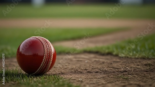 Close-Up of a Cricket Ball on a Pitch - Sports and Recreation photo