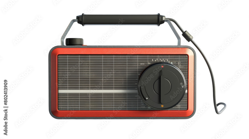 Handheld Portable Solar-Powered Radio on transparent background