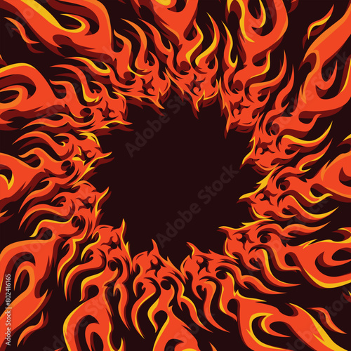 Radial flame abstract background. Fire vortex background