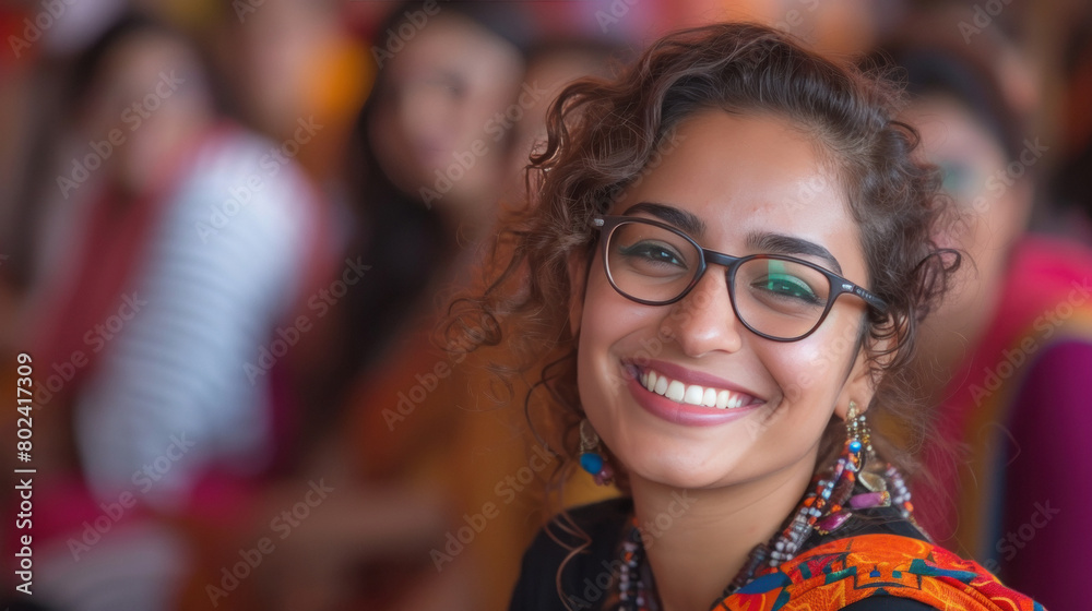 Fototapeta premium young woman in eye glasses and smiling