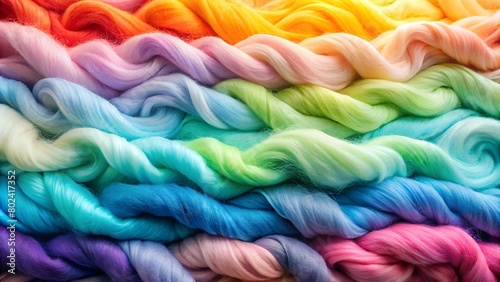 background made of fluffy yarn, colored threads, rainbow gradient © Елена Чекман