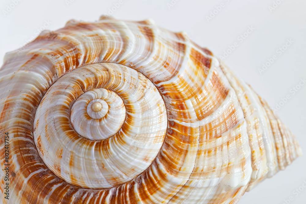A shell with a spiral pattern is shown in a close up A shell with a spiral pattern is shown in a close up