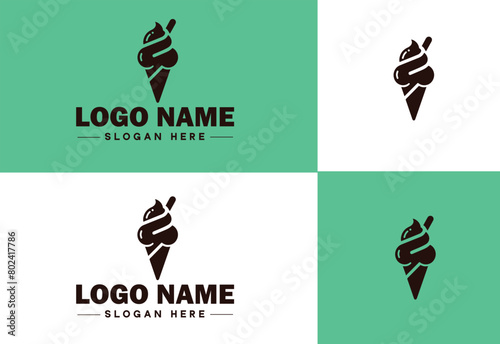 ice cream icon food restaurant cafe logo modern flat business vector logo
