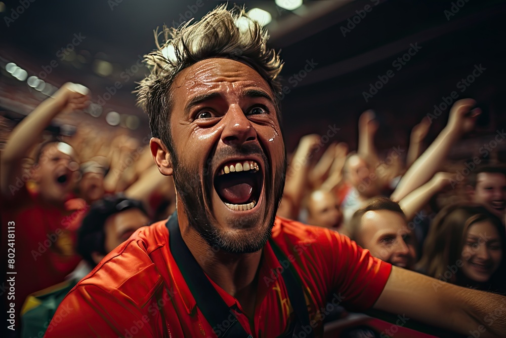 Man With Mouth Open in Crowd. Generative AI Man With Mouth Open in Crowd. Generative AI