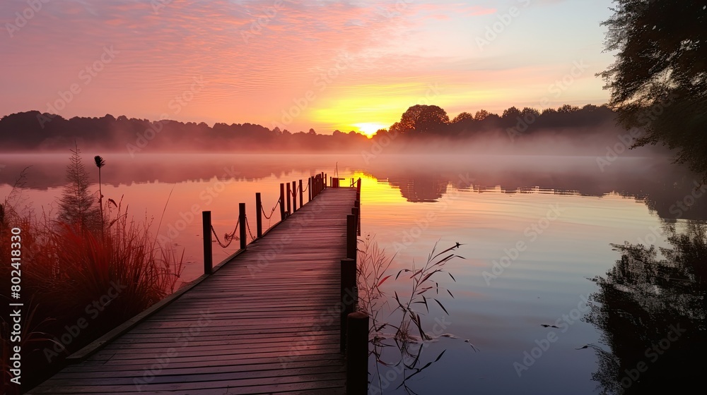 Dock Next to Body of Water. Generative AI