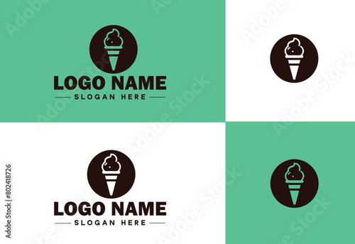 ice cream icon food restaurant cafe logo modern flat business vector logo
