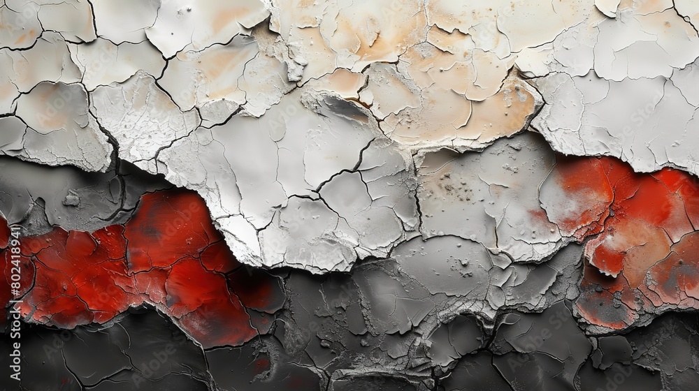 Obraz premium Grunge background with red and white paint splashes. Raster illustration.