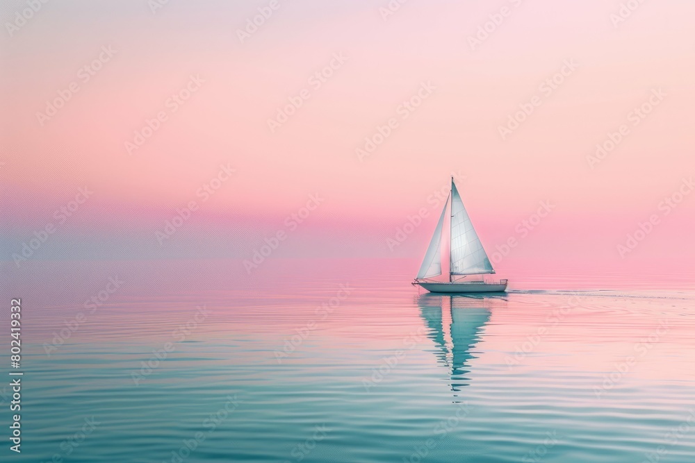 Sailboat at Pastel Sunset