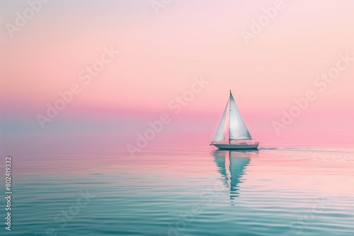 Sailboat at Pastel Sunset