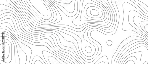 White background topography contour map with black curve lines .luxury topographic wavy pattern and geographic grid map design .