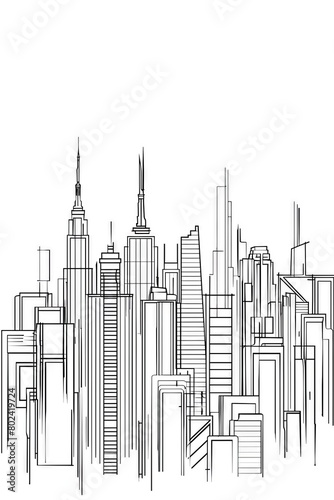 Line drawing of a cityscape