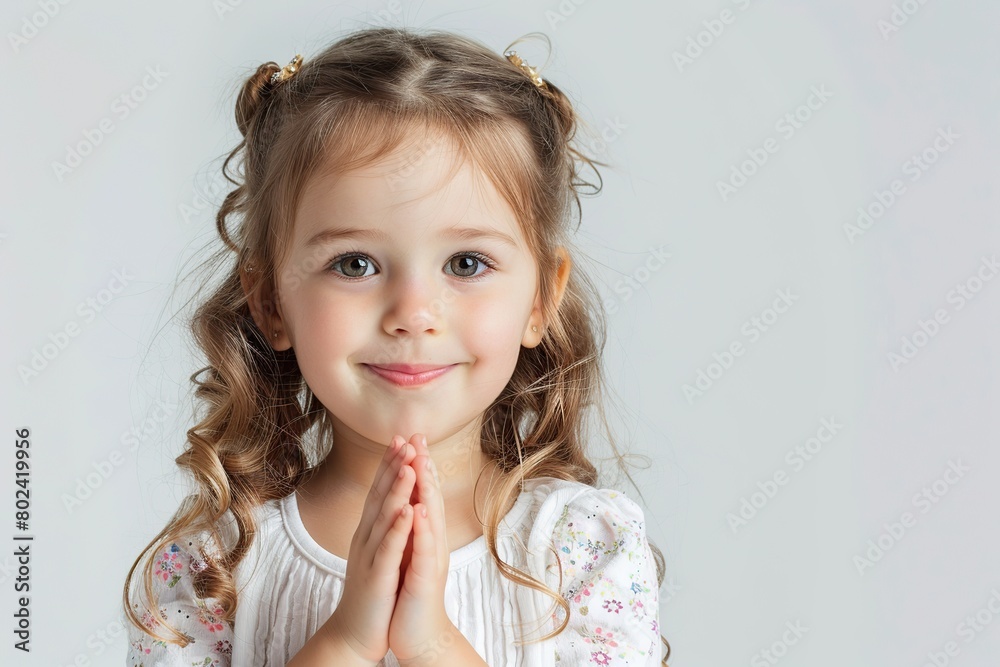 Beautiful girl clapping on white background Beautiful girl clapping on white background