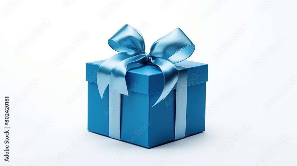 Blue color royal gift box with blue ribbon isolated on white background Blue color royal gift box with blue ribbon isolated on white background