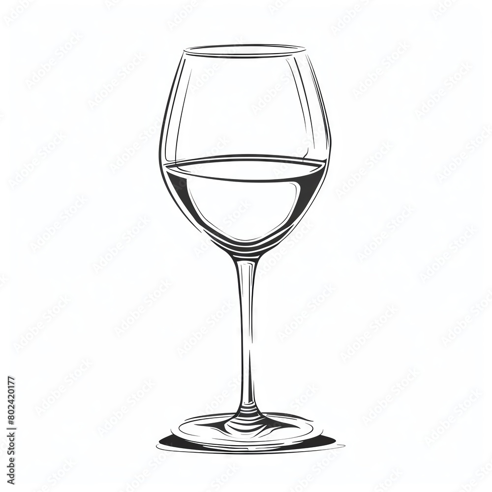 A line drawing of a wine glass with white fill A line drawing of a wine glass with white fill