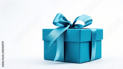 Blue color royal gift box with blue ribbon isolated on white background © ANILCHANDRO