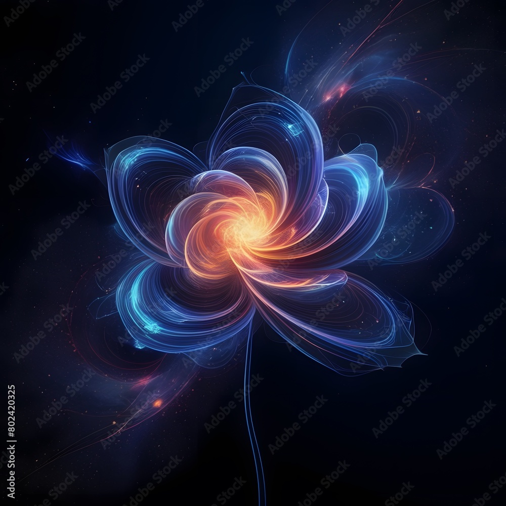 Blue Glow: Abstract Fractal Background with Space, Light, and Energy Blue Glow: Abstract Fractal Background with Space, Light, and Energy