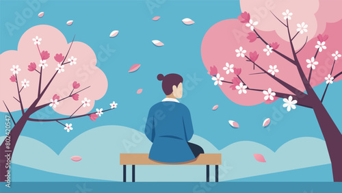 Surrounded by cherry blossom trees in full bloom the patient sits on a bench as they reflect on their progress through ketamine therapy. The beauty.