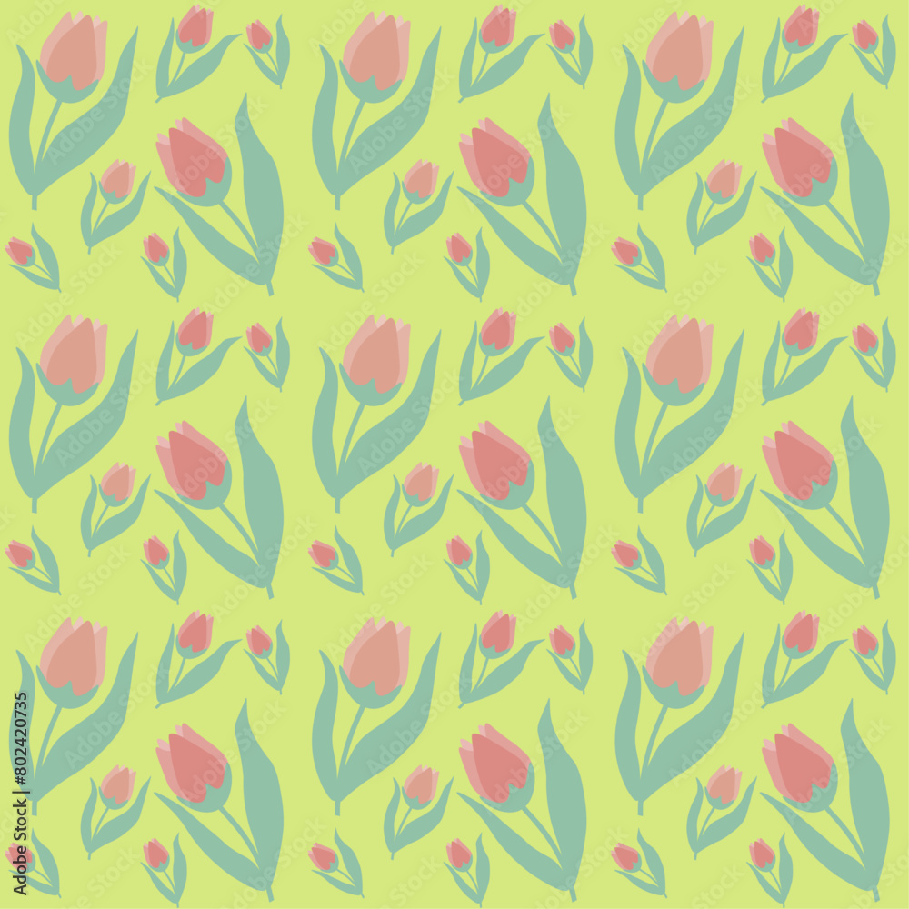 Elegant tulip pattern. Seamless spring design. Elegant tulip pattern. Seamless spring design.