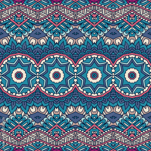 Geometric carpet design Vector seamless pattern ethnic boho mandalaart pattern