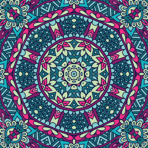 Mandala ornamental vintage abstract geometric design. Vector boho psychdedlic design
