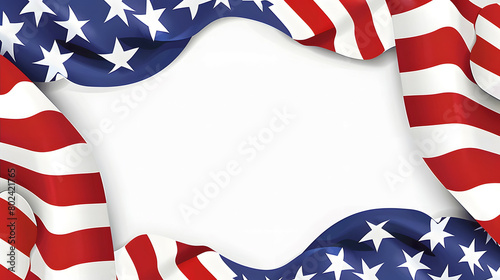 American flag waving background with copy space in centre vector illustration. photo