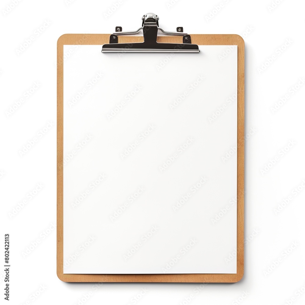 Clipboard with a white blank paper isolated on white background Clipboard with a white blank paper isolated on white background