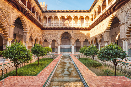 Courtyard in the Royal Alcazar of Seville (Real Alcazar de Sevilla), Seville photo