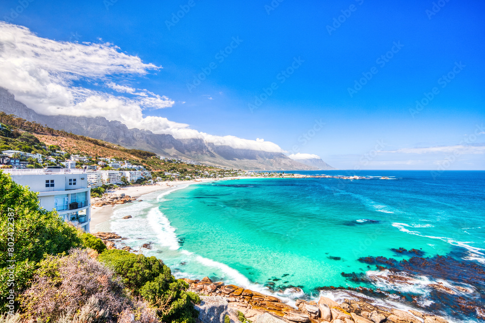 Fototapeta premium Clifton Beach view in Cape Town during a Sunny Day