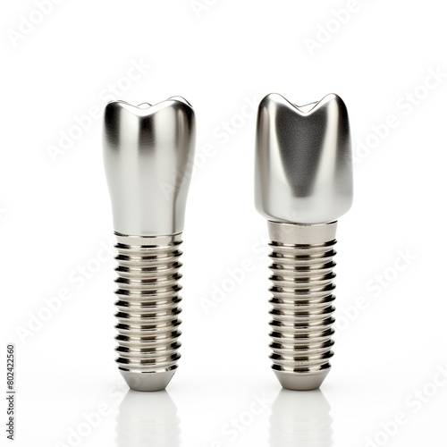 Dental implant models of molar teeth top view isolated on white background © ANILCHANDRO