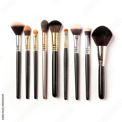 different type of professional makeup brushes set, brushes distance minimum half inch isolated on white background © ANILCHANDRO