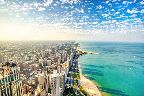 Chicago Aerial Skyline View During a Sunny Day