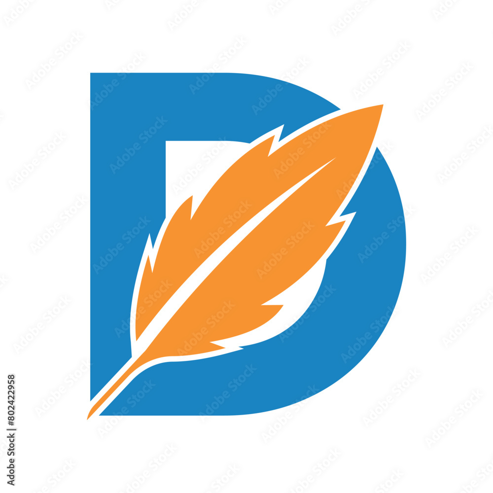 Initial Feather Logo combine with letter D vector template Initial Feather Logo combine with letter D vector template