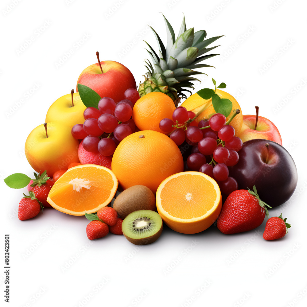 A cute Mix fruits isolated on white background A cute Mix fruits isolated on white background