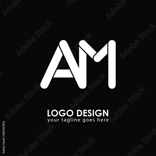 AM AM Logo Design, Creative Minimal Letter AM AM Monogram