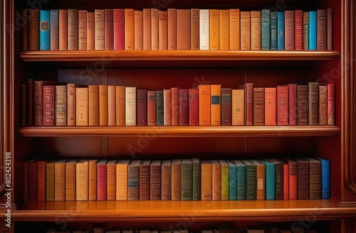 Book Shelf Filled With Books. Generative AI