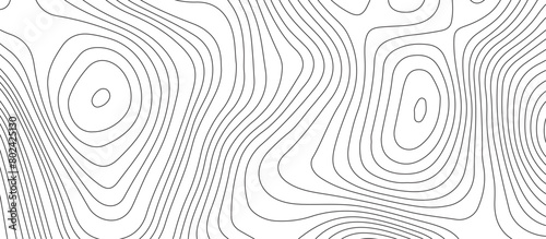 White background topography contour map with black curve lines .luxury topographic wavy pattern and geographic grid map design .