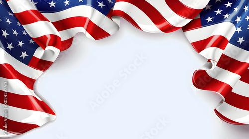 American flag waving background with copy space in centre vector illustration. photo