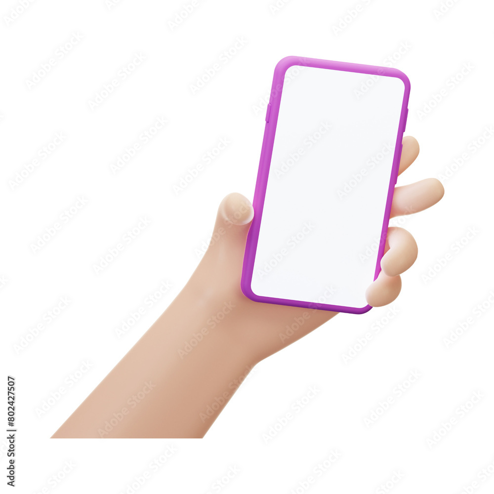 A cartoon hand holding a cell phone, cell phone, call phone 