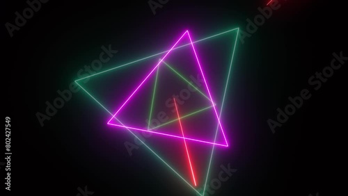 Wallpaper Mural Blue and purple neon tunnel made by growing triangles - Infinite loop Torontodigital.ca