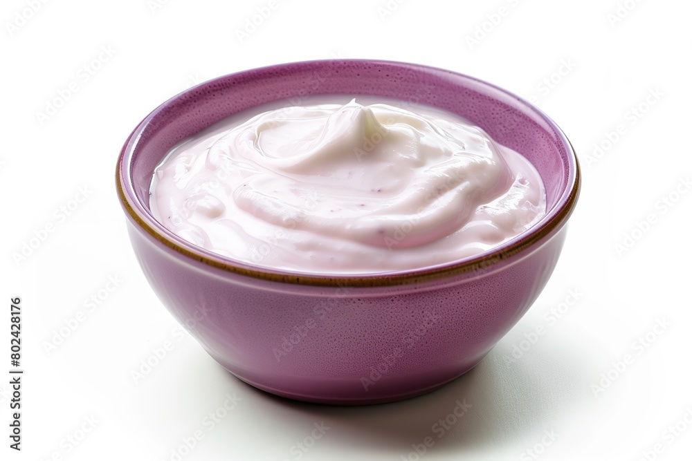 Bowl with white yogurt on white background Bowl with white yogurt on white background